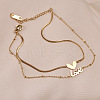 304 Stainless Steel Chain Anklets with Brass Charms WGE11C3-01-3