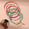 Bohemian Resin & Glass Seed Beaded Stretch Multi-Layered Anklet Sets WG187EB-07-1
