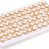 Flower Brass Natural Pearl Stud Earrings PEAR-N020-05X-3