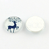 Half Round/Dome Christmas Reindeer/Stag Pattern Glass Flatback Cabochons for DIY Projects GGLA-Q037-12mm-40-2