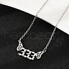 201 Stainless Steel Number 333 with Butterfly Wings Pendant Necklaces NJEW-P332-01A-P-1