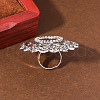 Vintage Flower Alloy Rhinestones Adjustable Rings DU6447-2