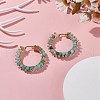 Natural Agate Beaded Hoop Earrings EJEW-JE04847-04-2