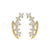 Nuggets Brass Micro Pave Clear Cubic Zirconin Stud Earrings EJEW-D318-13G-4