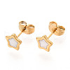 304 Stainless Steel Enamel Star Stud Earrings EJEW-T047-31G-B-1