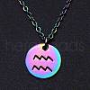 Rainbow Color Titanium Steel Constellation Pendant Necklace for Women ZODI-PW0001-039K-1