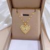 Evil Eye Heart 304 Stainless Steel Micro Pave Clear & Blue Cubic Zirconia Pendant Necklaces FS-WGB58AC-01-2