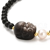 Natural Obsidian and Natural Quartz Crystal and Natural Multi-Moonstone Bead Bracelets BJEW-E098-15G-2
