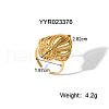 French Style Hollow Leaf Stainless Steel Cuff Rings for Women YL4840-4-1