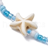 Glass Seed & Synthetic Turquoise Starfish Beaded Stretch Bracelet for Women BJEW-JB09709-02-3
