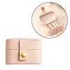 4-Slot Oval Mini PU Leather Rings Organizer Box with Snap Button PW-WG20937-02-1