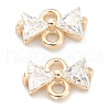 Brass Clear Cubic Zirconia Links Connectors ZIRC-O042-05G-1