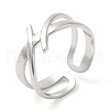304 Stainless Steel Hollow Open Cuff Ring for Women RJEW-I098-18P-1