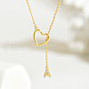 Simple 925 Sterling Silver Micro Pave Clear Cubic Zirconia Heart Alphabet Pendant Lariat Necklaces for Women HB6450-1-1