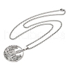 304 Stainless Steel Hollow Buddha Yoga Flower Pendant Necklaces for Women NJEW-K283-06P-2