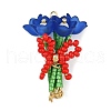 Handmade Glass Beaded Flower with Bowknot Pendants PALLOY-MZ00753-02-1