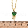 304 Stainless Steel Green Cubic Zirconia Pendant Neckalces for Women NJEW-C078-01C-G-5