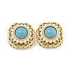 Brass & ABS Imitation Pearl & Synthetic Turquoise & Cubic Zirconia Flat Round Multi-Strand Links KK-Q820-33G-1