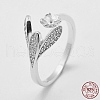 Anti-Tarnish Adjustable Rhodium Plated 925 Sterling Silver Cuff Rings STER-K038-017P-4