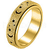 201 Stainless Steel Moon and Star Rotatable Finger Ring MOST-PW0001-005F-03-1