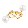 Rack Plating Brass Clear Cubic Zirconia ABS Pearl Earrings EJEW-S219-15G-03-2
