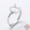 Anti-Tarnish Rhodium Plated 925 Sterling Silver Finger Ring Components STER-G027-05P-5