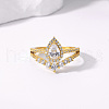 Brass Micro Pave Cubic Zirconia Double Layer Finger Rings IQ6889-7-3
