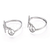 Non-Tarnish 304 Stainless Steel Heart Bit with Peace Sign Adjustable Ring RJEW-T027-04P-2