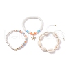 Heart & Polymer Clay Heishi Beads Stretch Bracelets Set BJEW-TA00044-1