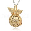 Golden Tone Brass Hollow Round Cage Pendants KK-J233-05G-2