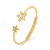 Star Brass Pave Clear Cubic Zirconia Open Cuff Bangles for Women BJEW-G704-03G-1