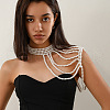 Plastic Imitation Pearl Round Beaded Multilayer Bridal Shoulder Chains WG39BFF-04-1