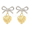 Brass Two Tone Dangle Stud Earrings EJEW-Z119-01GP-2