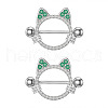 304 Stainless Steel Pave Cubic Zirconia Nipple Rings WGDEAF5-08-1