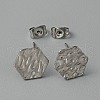 304 Stainless Steel Textured Geometry Stud Earrings Findings with Hole STAS-WH0027-54F-1
