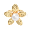 Rack Plating Flower Brass Open Cuff Rings for Women RJEW-B064-18G-01-2