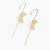 Brass Micro Pave Clear Cubic Zirconia Ear Wrap Crawler Hook Earrings EJEW-H125-02G-1