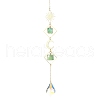 Wire Wrapped Nuggets Natural Quartz Rhombus Hanging Ornaments HJEW-JM02398-1