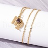 304 Stainless Steel Glass Drill Birth Stone Constellation Pendant Necklaces STAS-D305-08G-F-5