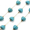 Synthetic Turquoise & 304 Stainless Steel Beads Link Chains CHS-K021-02G-1