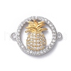 Brass Micro Pave Cubic Zirconia Links connectors ZIRC-G159-04-05-1