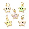 Real 18K Gold Plated Brass Enamel Charms KK-L206-019G-1