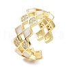 Double Row Rhombus Real 18K Gold Plated Cuff Rings for Girl Women ZIRC-C021-09G-3