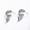 Vintage Stainless Steel C-shaped with Heart Dangle Stud Earrings RJ0929-2-2