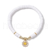 5Pcs 5 Styles Daisy Flower Alloy Enamel Charm Bracelet Sets BJEW-JB10545-3