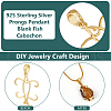 BENECREAT 2Pcs 925 Sterling Silver Prongs Pendant Blank Fish Cabochon Settings STER-BC0002-60G-4