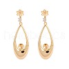 Brass Micro Pave Clear Cubic Zirconia Stud Earring Findings KK-S364-147-1