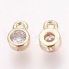 Brass Cubic Zirconia Charms X-ZIRC-P068-01G-2