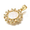 Brass Micro Pave Cubic Zirconia ABS Imitation Pearl Pendants KK-D328-04G-2
