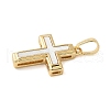 Brass Pave Natural White Shell Pendants KK-S522-01C-G-2